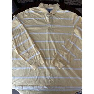 Regal Rugby Shirt Mens XL Yellow Striped Heavyweight Cotton With Collar